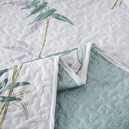 Soft leafey bloom Quilted 3 Pc Bedspread & Pillow Cover Set - Image 6