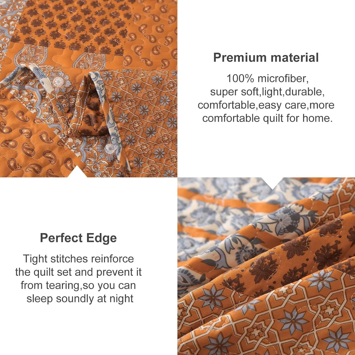 Burnt Orange Paisley Mosaic Coverlet Bedspread Set - Image 6