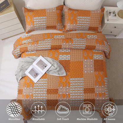 Burnt Orange Paisley Mosaic Coverlet Bedspread Set - Image 7