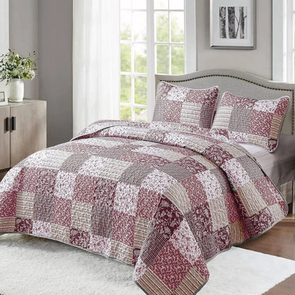 Blush Bohemian Patchwork 3 Piece bed spread Set - Image 2