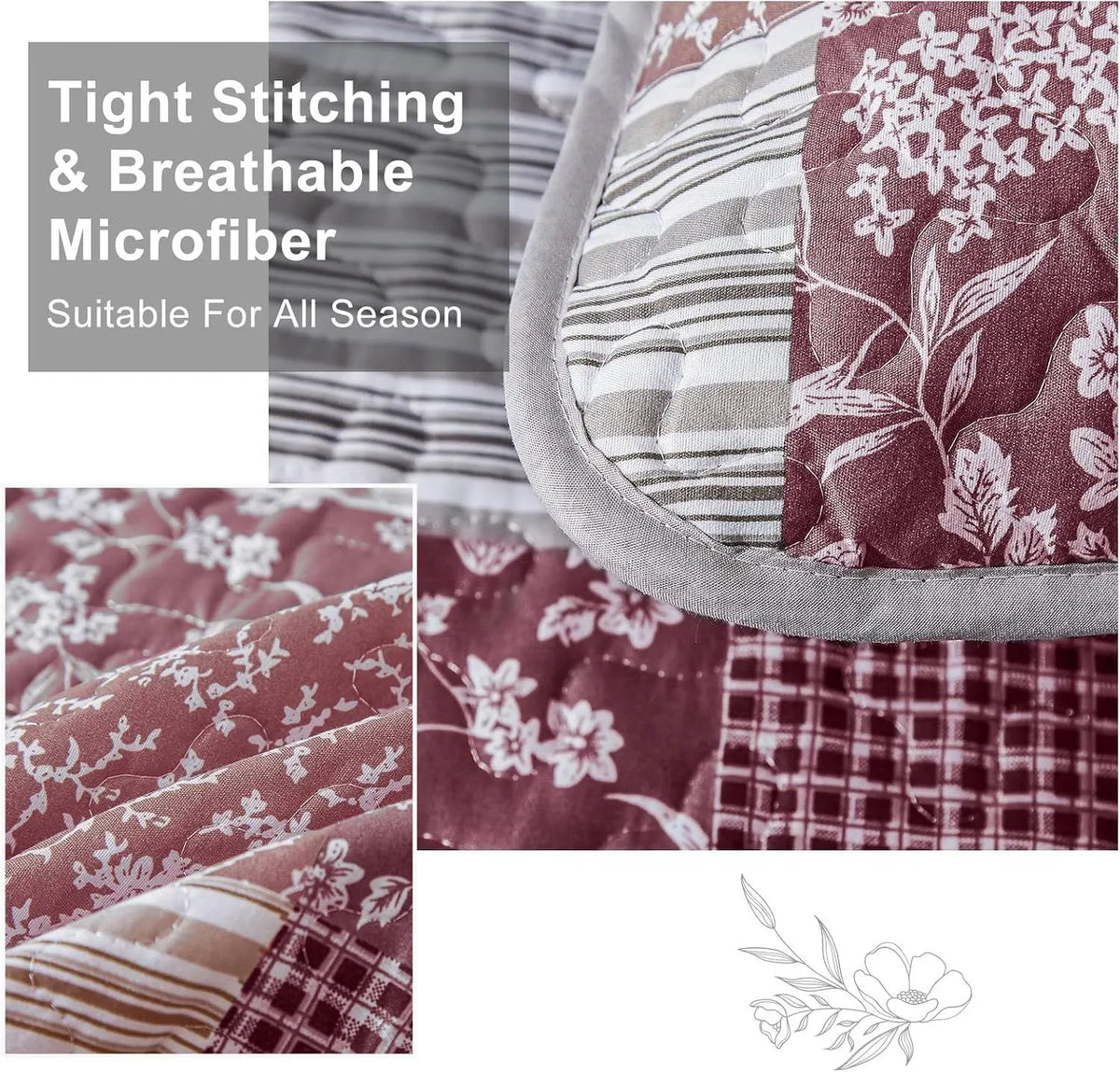 Blush Bohemian Patchwork 3 Piece bed spread Set - Image 3