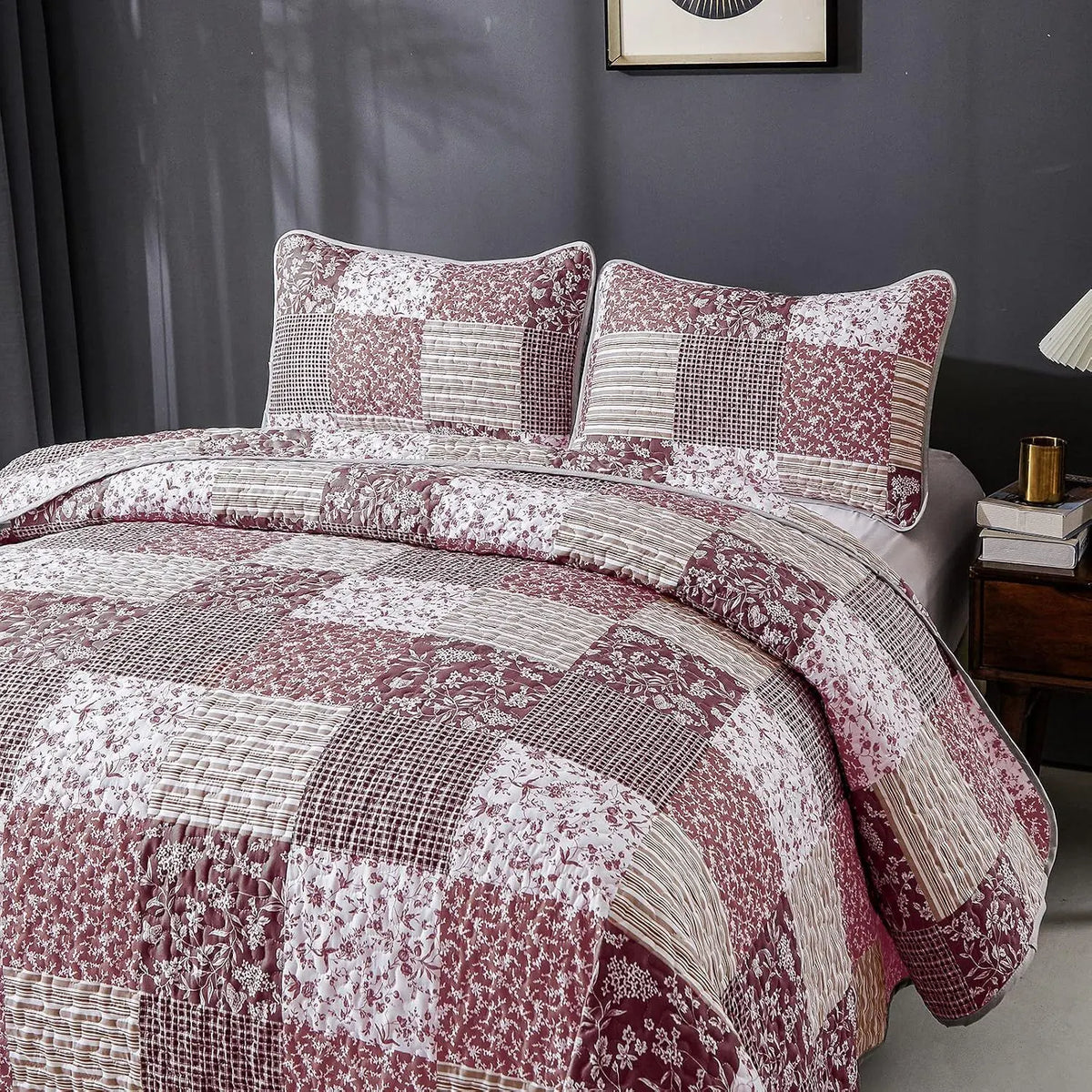 Blush Bohemian Patchwork 3 Piece bed spread Set - Image 5