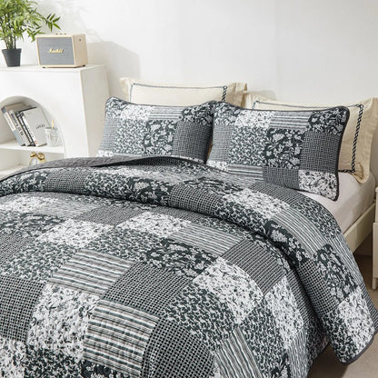 Lush Blush patch Floral 3 Pc Bedspread & Pillow Cover Set - Image 3