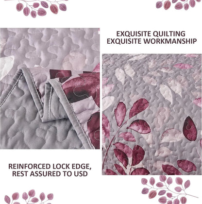 Pink Floral Grove Bedspread Coverlet 3 Piece Set - Image 5