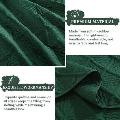Green Wave Bloom Bedspread Coverlet 3 Piece Set - Image 5