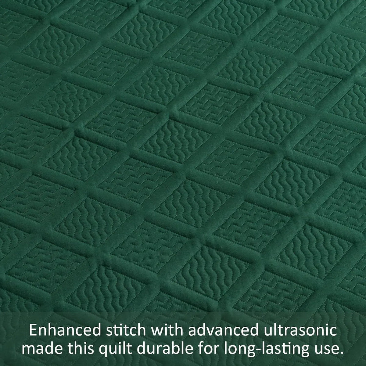 Green Wave Bloom Bedspread Coverlet 3 Piece Set - Image 6