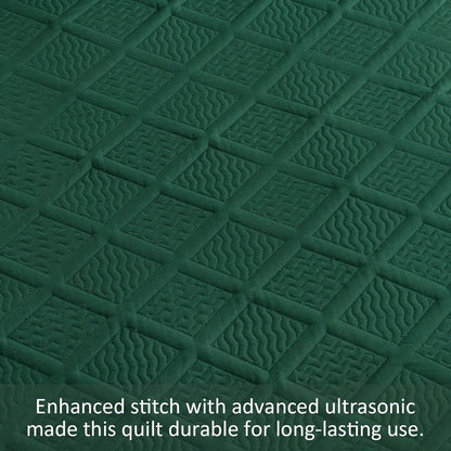 Green Wave Bloom Bedspread Coverlet 3 Piece Set - Image 6