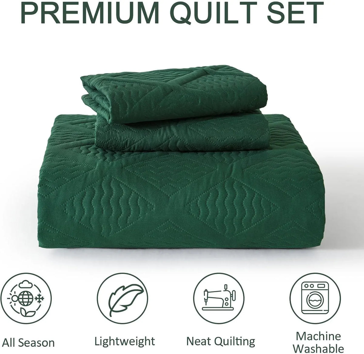 Green Wave Bloom Bedspread Coverlet 3 Piece Set - Image 8