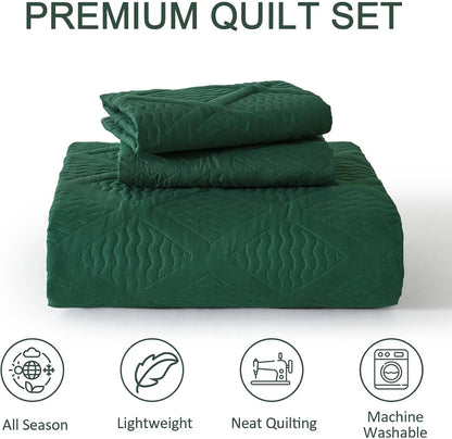 Green Wave Bloom Bedspread Coverlet 3 Piece Set - Image 8