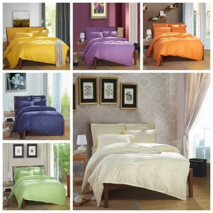 100% cotton Premium Doona Duvet Quilt Cover Set with Soft Pillowcases - yellow-Queen - Image 2