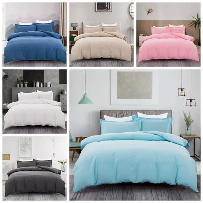 100% cotton Premium Doona Duvet Quilt Cover Set with Soft Pillowcases - Blue-Queen - Image 6