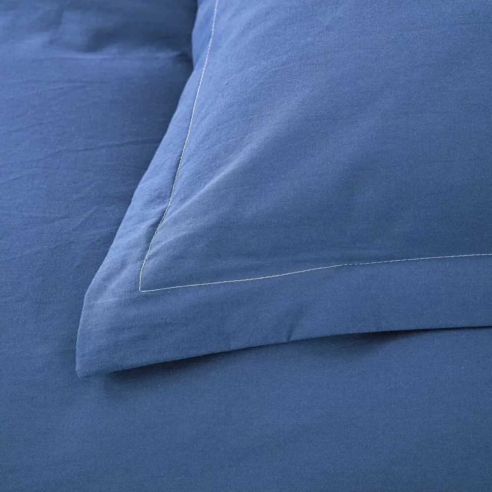 100% cotton Premium Doona Duvet Quilt Cover Set with Soft Pillowcases - Blue-Super King - Image 4