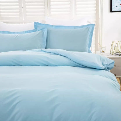 100% cotton Premium Doona Duvet Quilt Cover Set with Soft Pillowcases - Aqua-Queen - Image 4