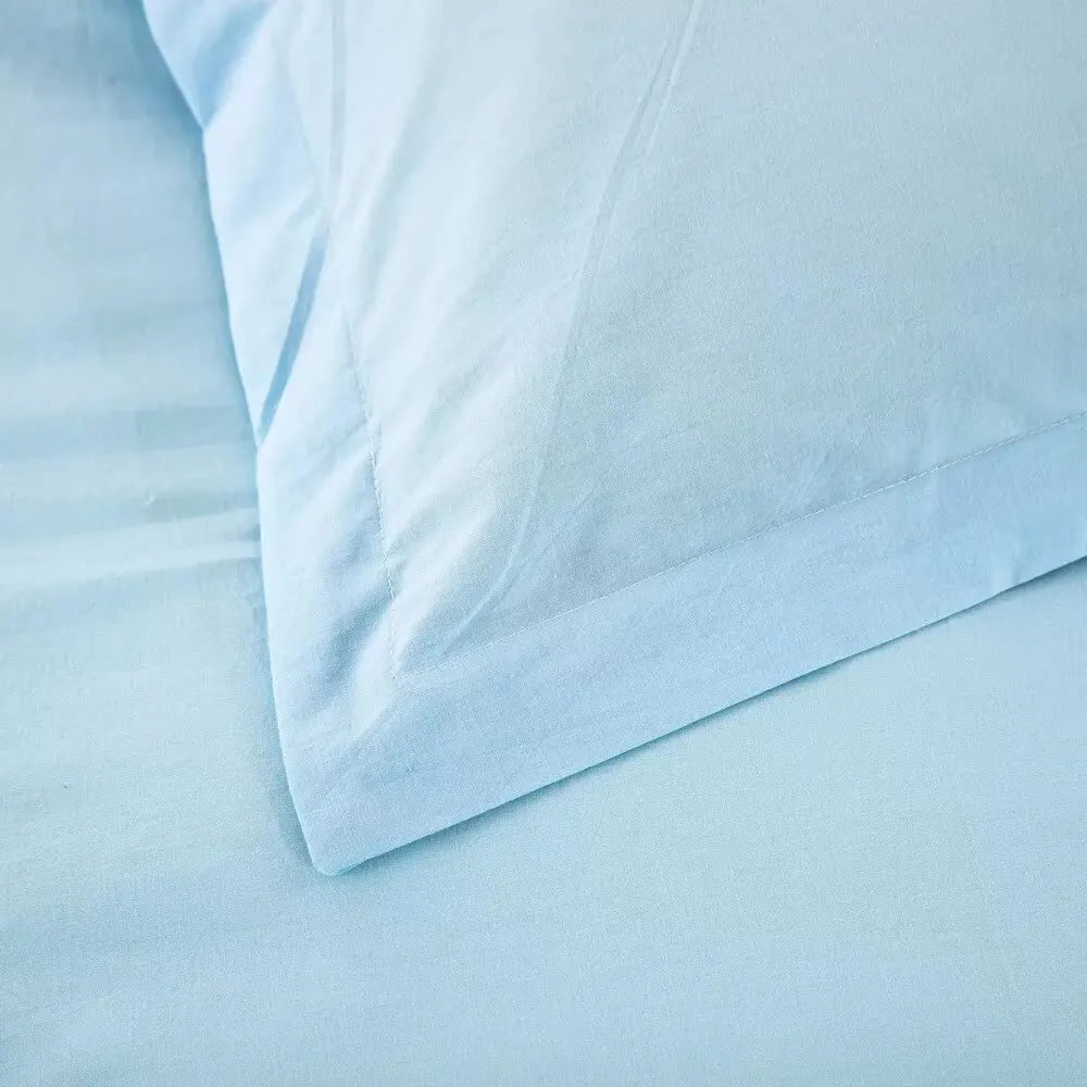 100% cotton Premium Doona Duvet Quilt Cover Set with Soft Pillowcases - Aqua-Queen - Image 5