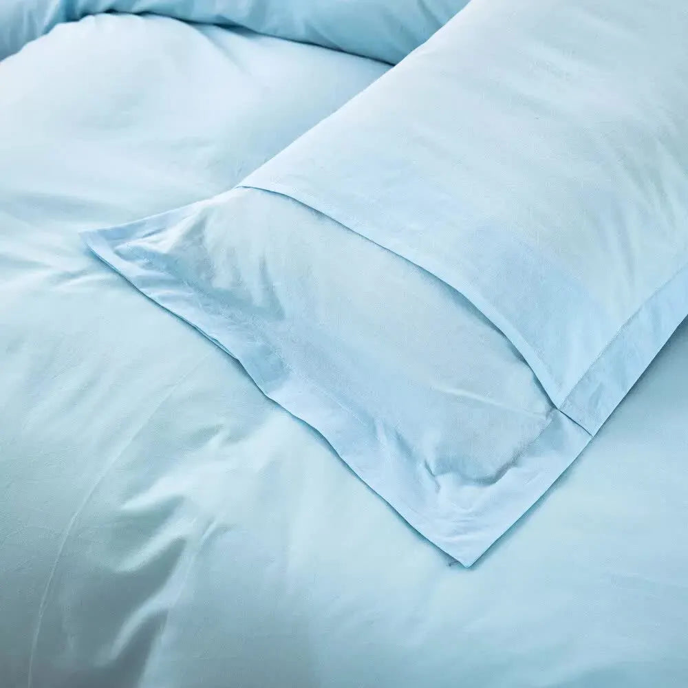 100% cotton Premium Doona Duvet Quilt Cover Set with Soft Pillowcases - Aqua-Queen - Image 6