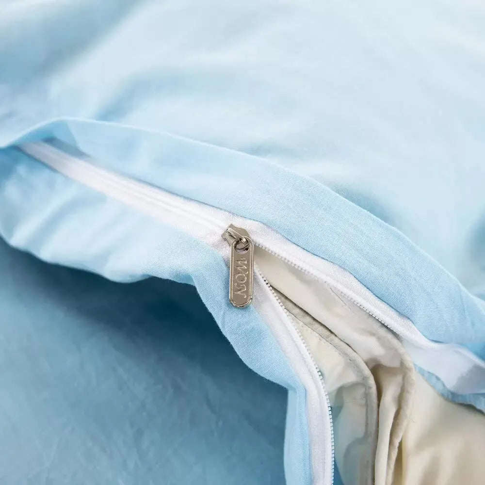 100% cotton Premium Doona Duvet Quilt Cover Set with Soft Pillowcases - Aqua-Queen - Image 7