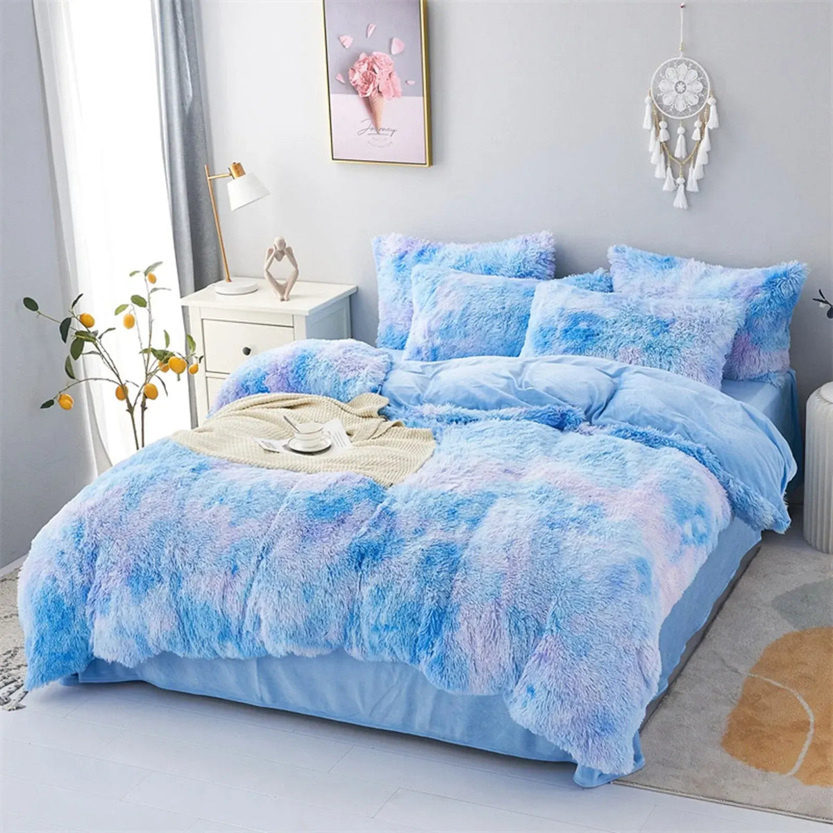 Blue Plush Riviera Gallery Quilt / Doona / Duvet Cover set - Image 2