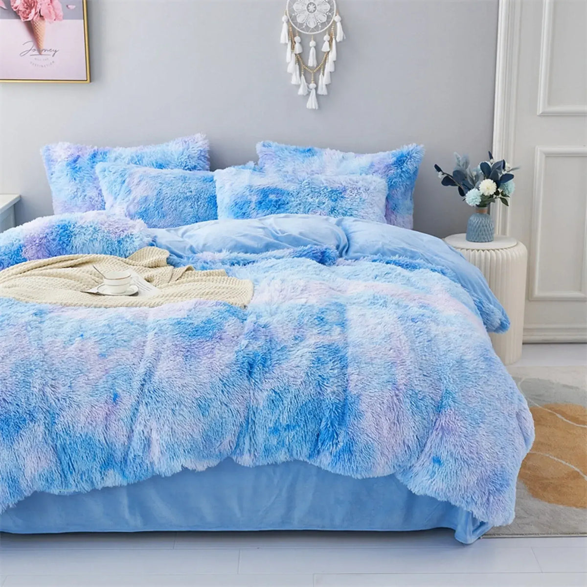 Blue Plush Riviera Gallery Quilt / Doona / Duvet Cover set - Image 6
