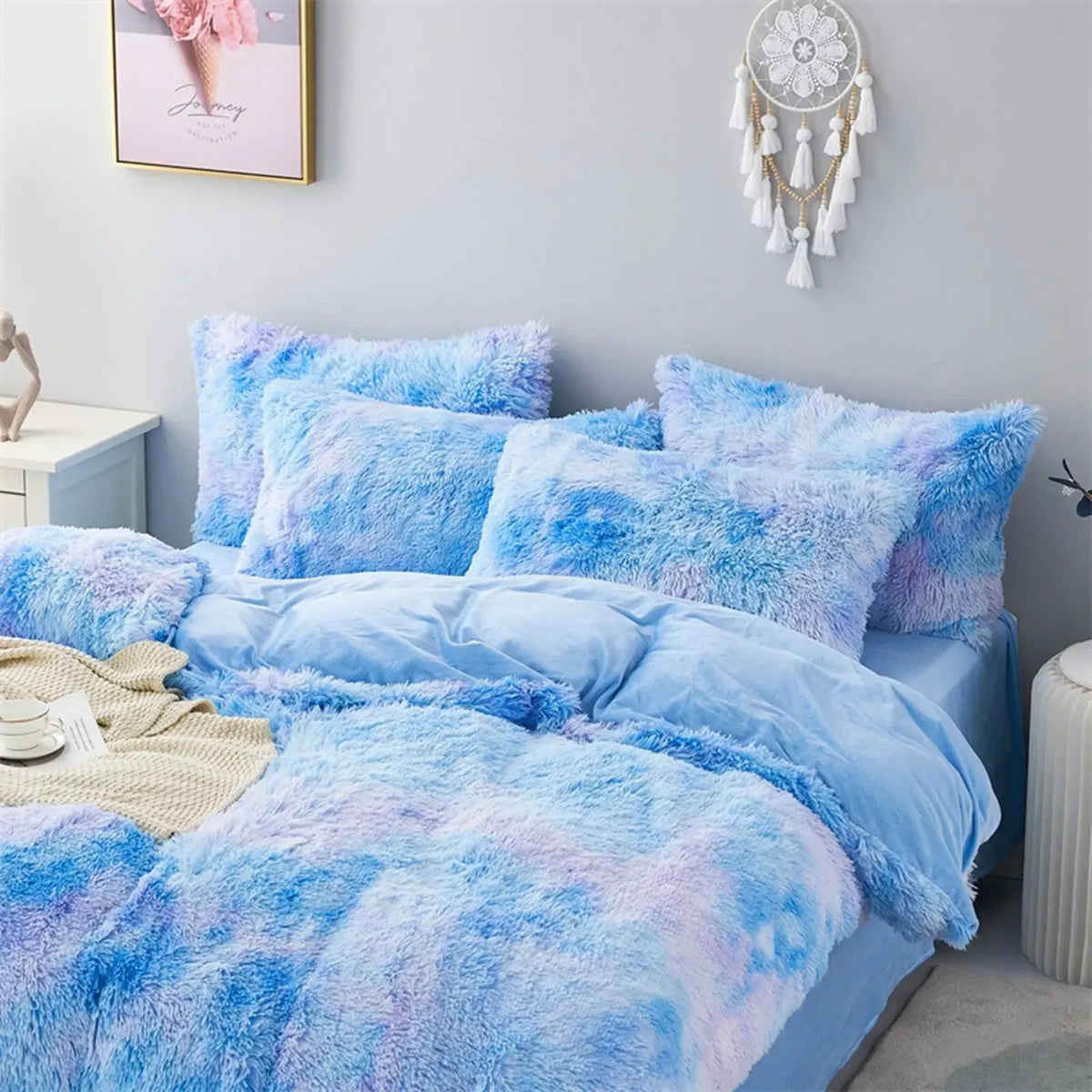Blue Plush Riviera Gallery Quilt / Doona / Duvet Cover set - Image 5