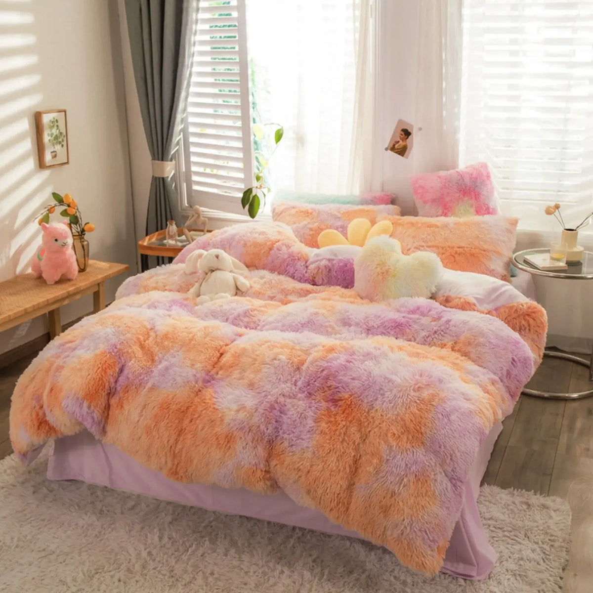 Peach Lilac Cloud Plush Quilt / Doona / Duvet Cover set - Image 2