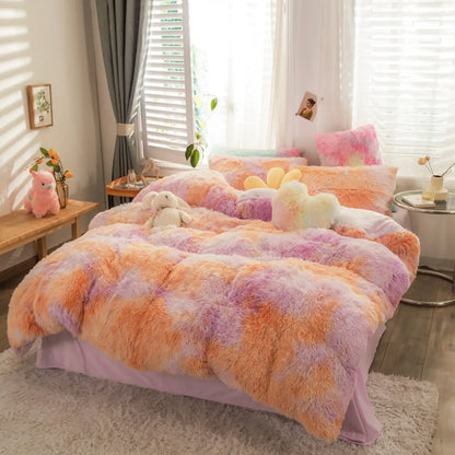 Peach Lilac Cloud Plush Quilt / Doona / Duvet Cover set - Image 2