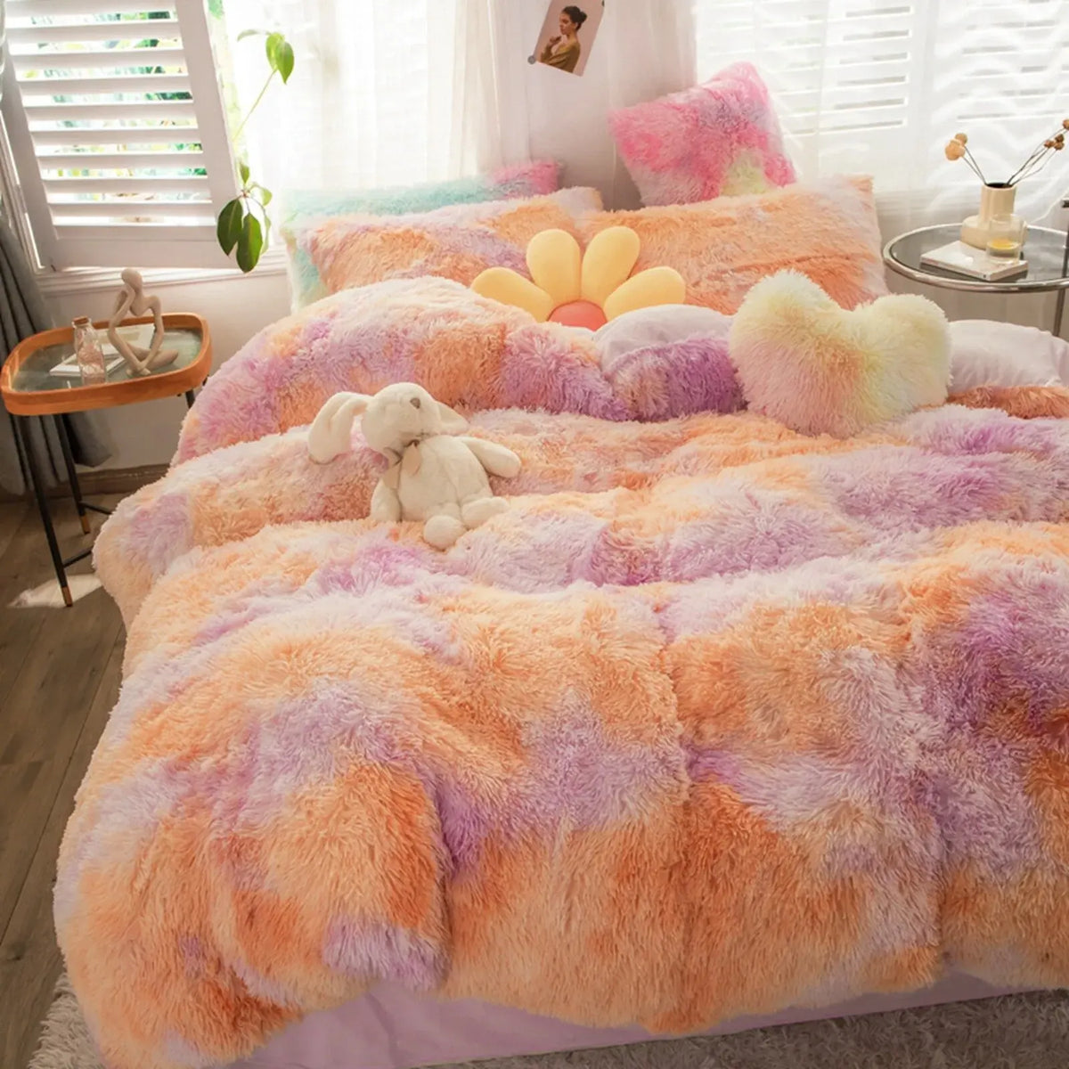 Peach Lilac Cloud Plush Quilt / Doona / Duvet Cover set - Image 3