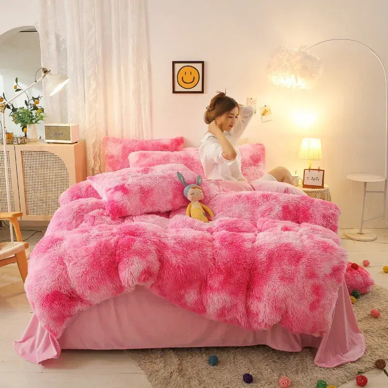 Pink Plush Ophelia Botanical Quilt / Doona / Duvet Cover set - Image 4