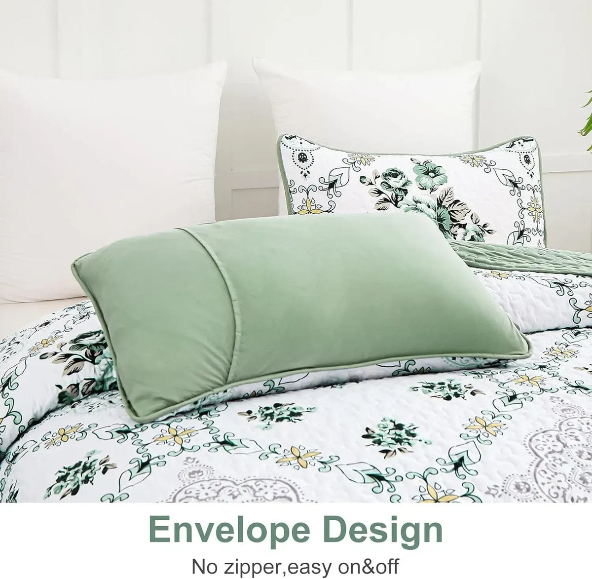 Sage Fiore Medallion Bloom Quilt / Doona / Duvet Cover set - Image 3