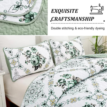 Sage Fiore Medallion Bloom Quilt / Doona / Duvet Cover set - Image 5