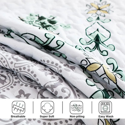 Sage Fiore Medallion Bloom Quilt / Doona / Duvet Cover set - Image 7
