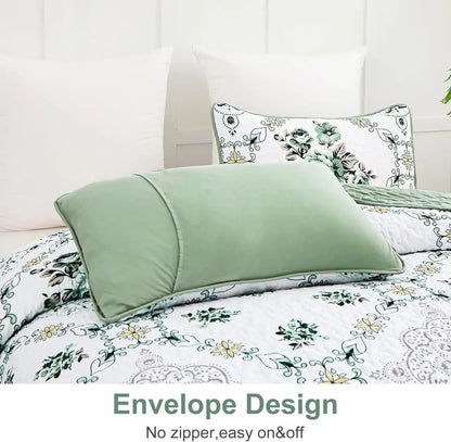 Sage Fiore Medallion Bloom Quilt / Doona / Duvet Cover set - Image 3