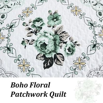 Sage Fiore Medallion Bloom Quilt / Doona / Duvet Cover set - Image 6