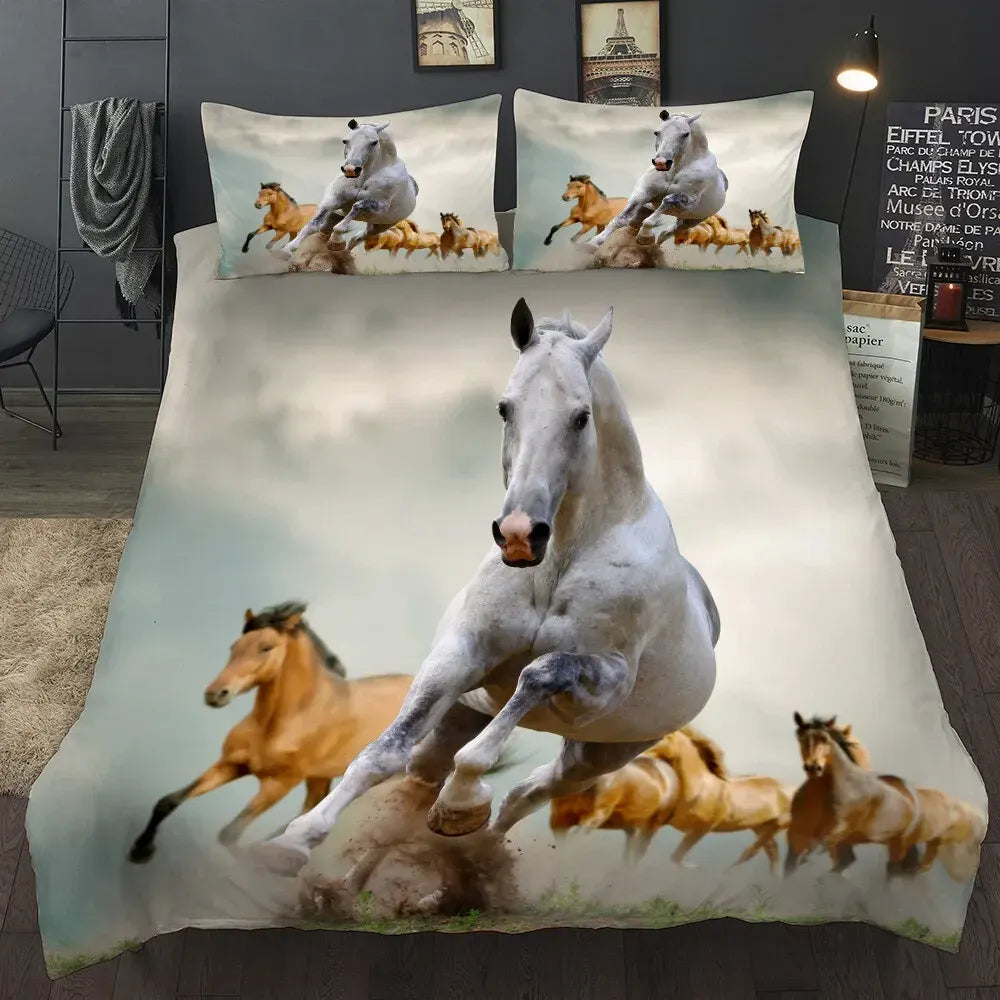 Horses Solenne Gallery Quilt / Doona / Duvet Cover set - Image 3