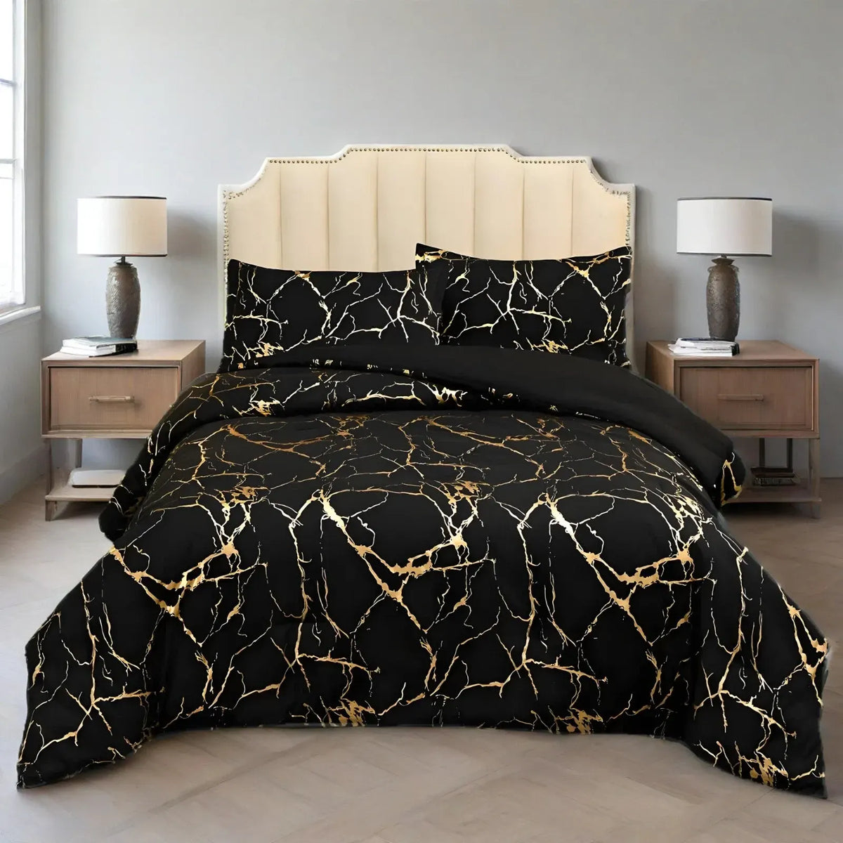 Black Gold Palermo Willow Quilt / Doona / Duvet Cover set