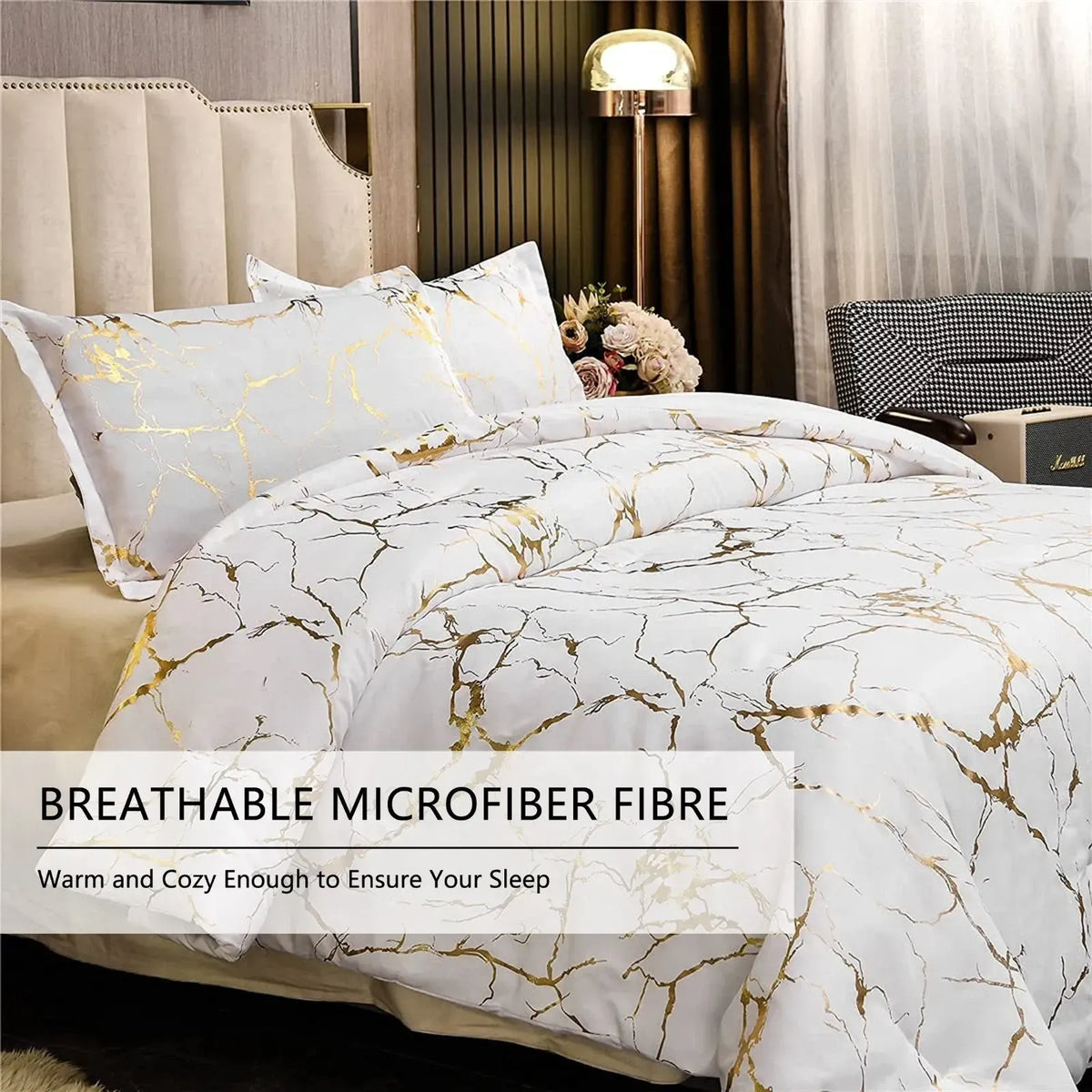 White Golden Nordic Atelier Quilt / Doona / Duvet Cover set - Image 5