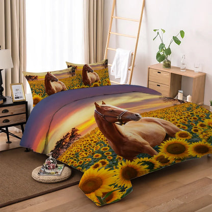 Horse Sunflowers Verona Elegance Quilt / Doona / Duvet Cover set - Image 6