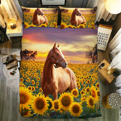 Horse Sunflowers Verona Elegance Quilt / Doona / Duvet Cover set - Image 4