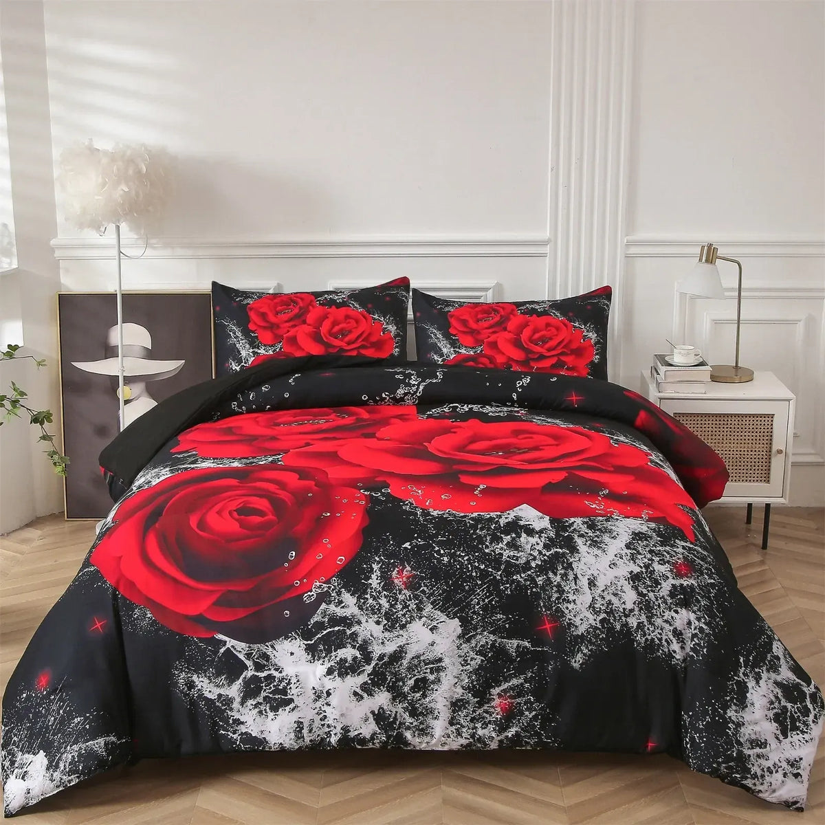 Red Rose Belgravia Dahlia Quilt / Doona / Duvet Cover set
