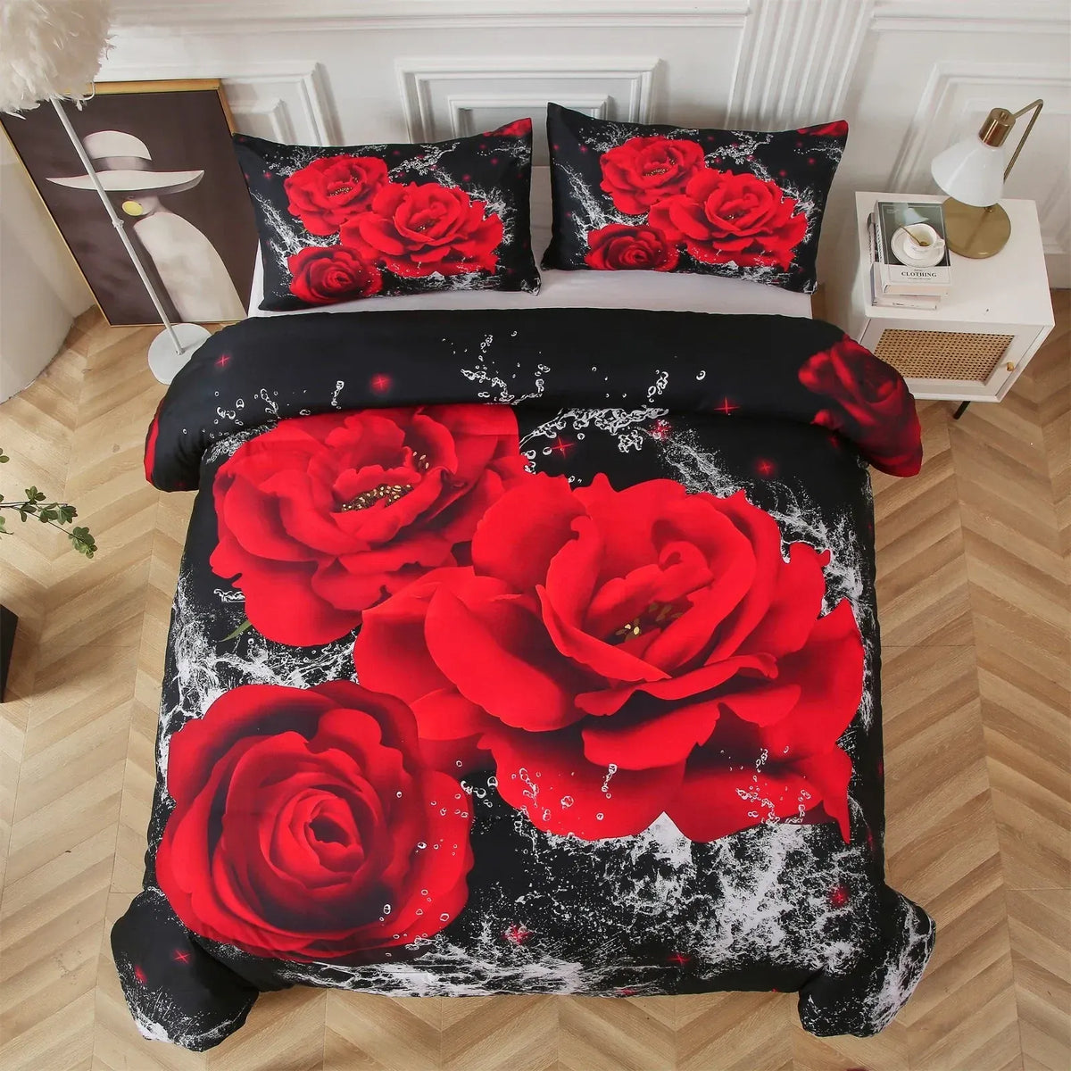 Red Rose Belgravia Dahlia Quilt / Doona / Duvet Cover set - Image 4