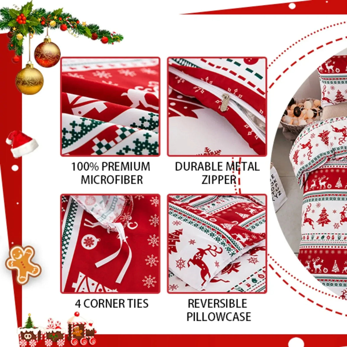 Christmas Amalfi Ivy Quilt / Doona / Duvet Cover set - Image 8