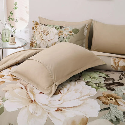 Beige Magnolia Garden Quilt / Doona / Duvet Cover set - Image 3