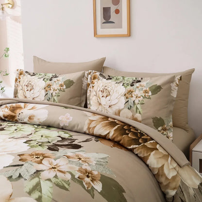 Beige Magnolia Garden Quilt / Doona / Duvet Cover set - Image 2