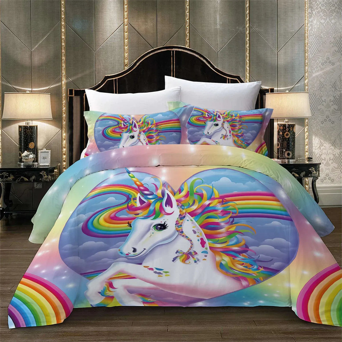 Unicorn Rainbow Sorrento Charm Quilt / Doona / Duvet Cover set - Image 4