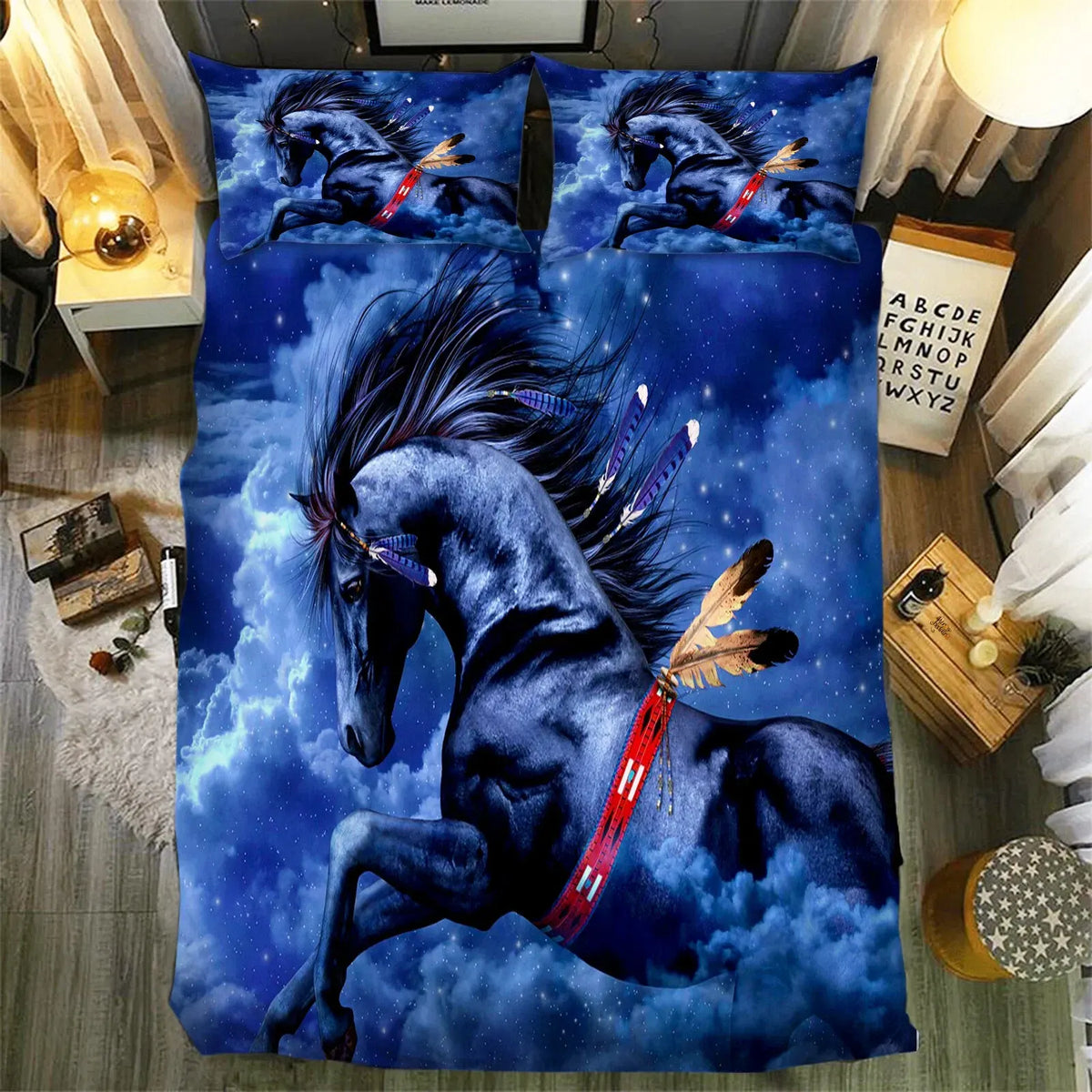 Blue Horse Vienna Gallery Quilt / Doona / Duvet Cover set - Image 4