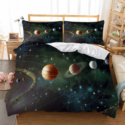 Galaxy Orbit Planets Quilt / Doona / Duvet Cover set