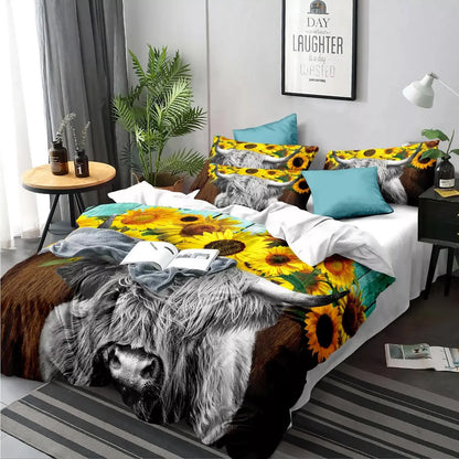 Nature-Inspired Floral Duvet Cover Set - Hypoallergenic Fabric-Single - Image 6