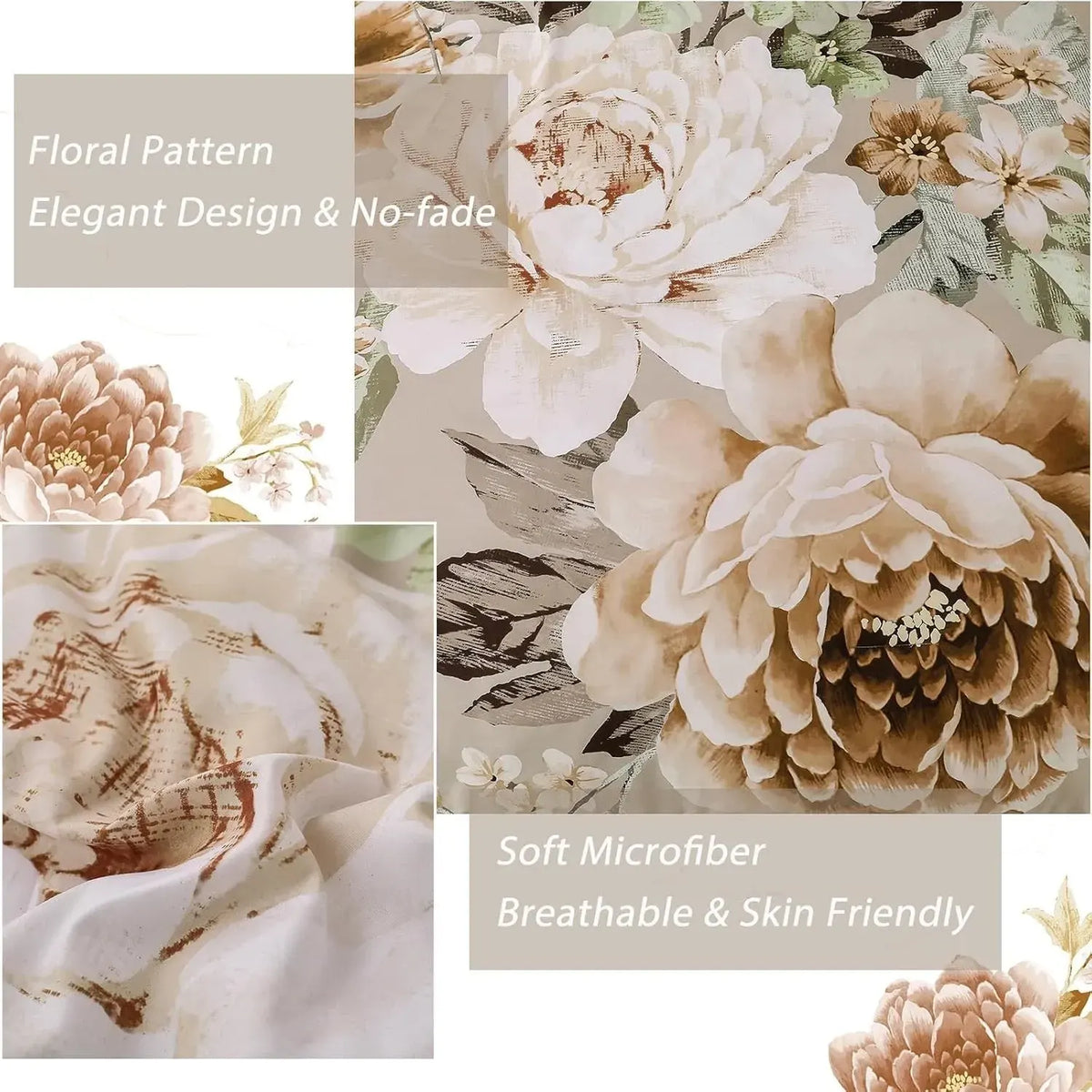 Beige Bloom Lumiere Heritage Quilt / Doona / Duvet Cover set - Image 4