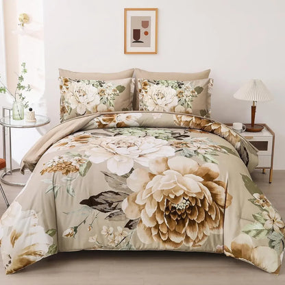 Beige Bloom Lumiere Heritage Quilt / Doona / Duvet Cover set
