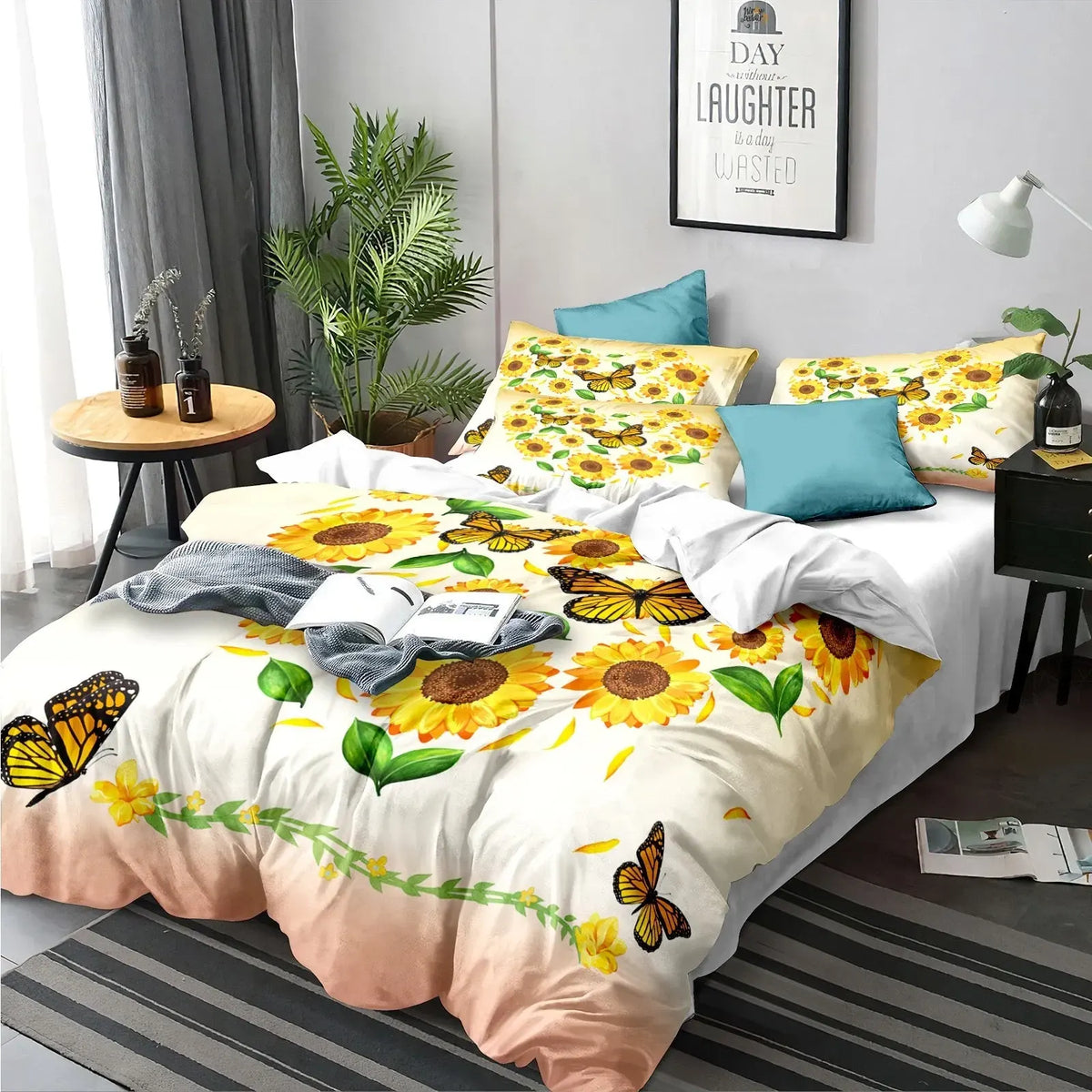 Sunflower Valencia Botanical Quilt / Doona / Duvet Cover set - Image 7