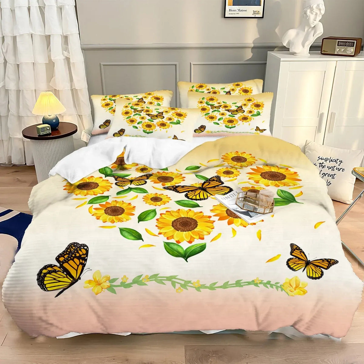 Sunflower Valencia Botanical Quilt / Doona / Duvet Cover set - Image 8